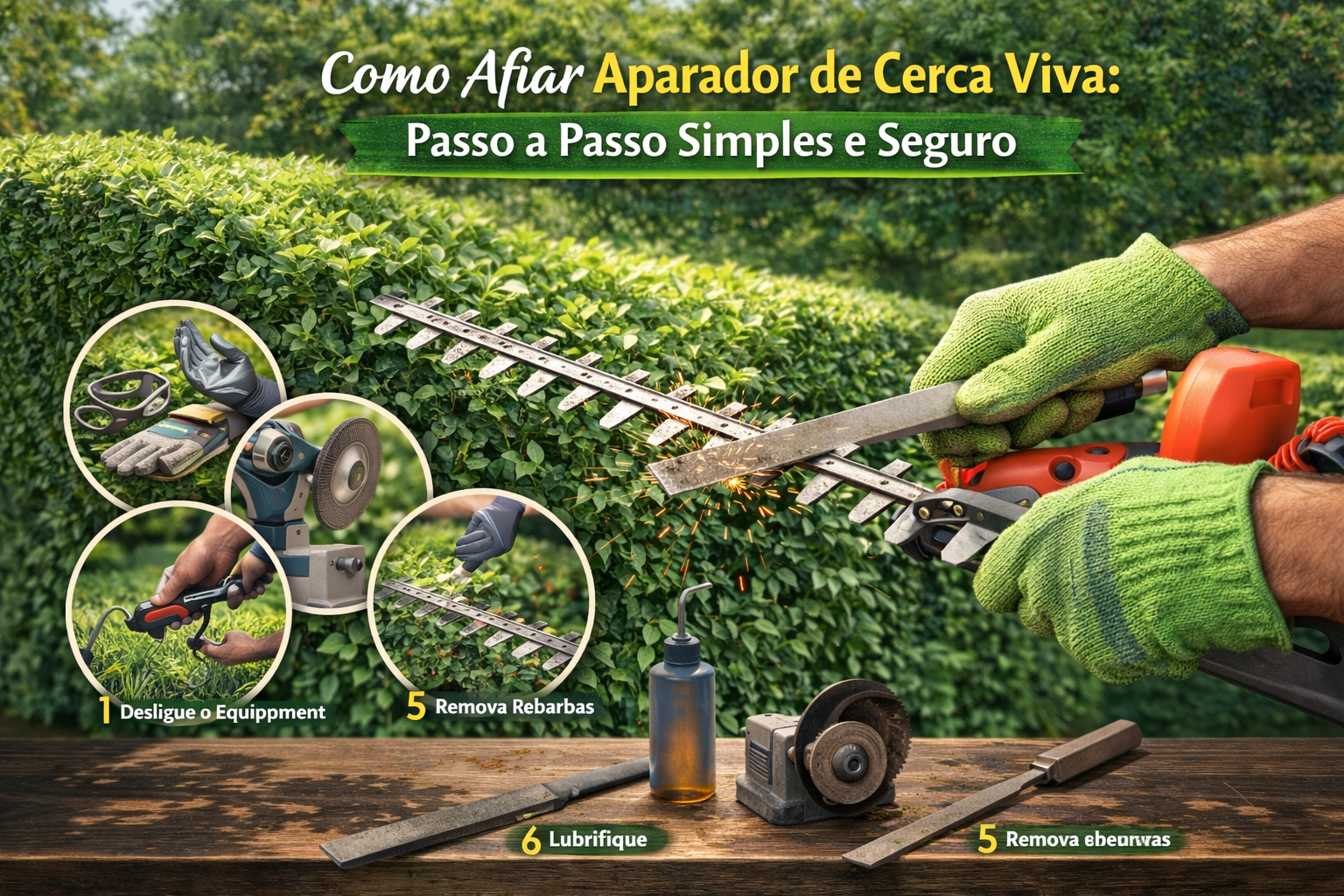 Confira essa dica de como afiar o aparador de cerca viva